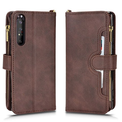 Coque Portefeuille Livre Cuir Etui Clapet BY2 pour Sony Xperia 1 II Marron