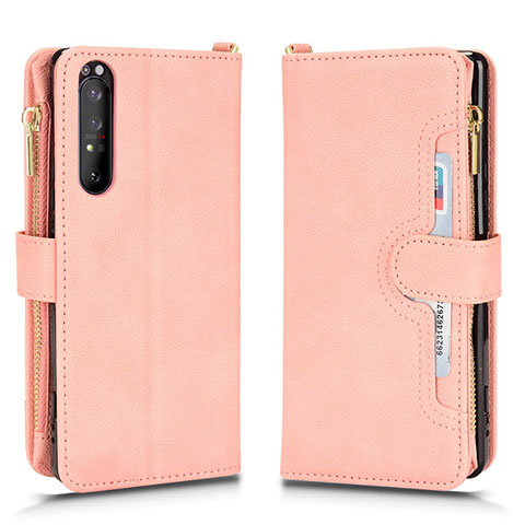 Coque Portefeuille Livre Cuir Etui Clapet BY2 pour Sony Xperia 1 II Or Rose