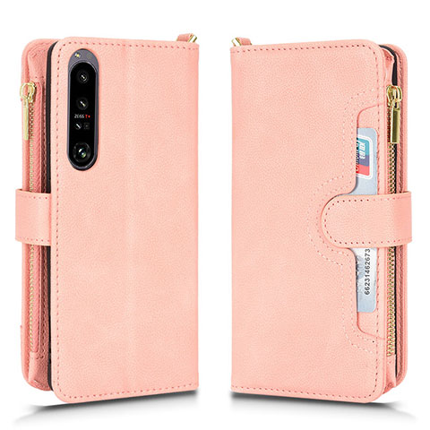 Coque Portefeuille Livre Cuir Etui Clapet BY2 pour Sony Xperia 1 IV Or Rose