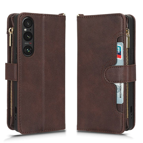 Coque Portefeuille Livre Cuir Etui Clapet BY2 pour Sony Xperia 1 V Marron