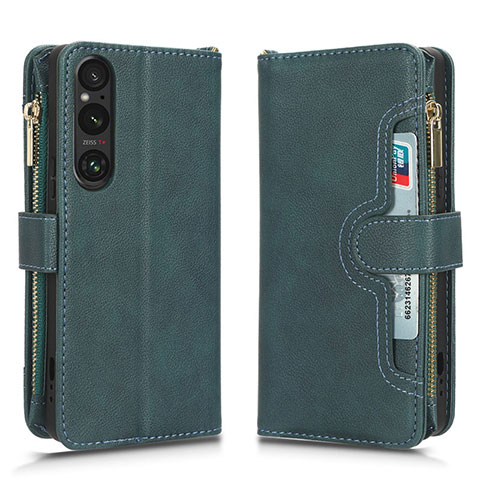 Coque Portefeuille Livre Cuir Etui Clapet BY2 pour Sony Xperia 1 V Vert