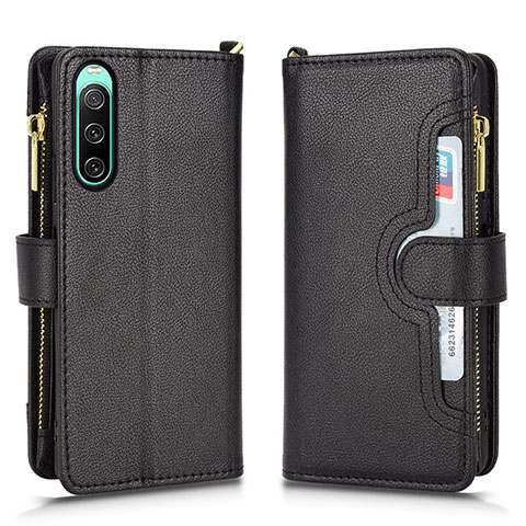 Coque Portefeuille Livre Cuir Etui Clapet BY2 pour Sony Xperia 10 IV Noir