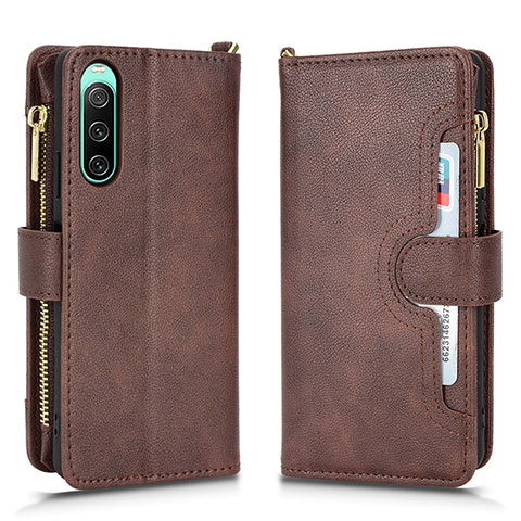 Coque Portefeuille Livre Cuir Etui Clapet BY2 pour Sony Xperia 10 IV SO-52C Marron