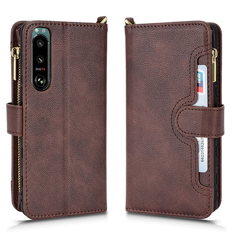 Coque Portefeuille Livre Cuir Etui Clapet BY2 pour Sony Xperia 5 III Marron