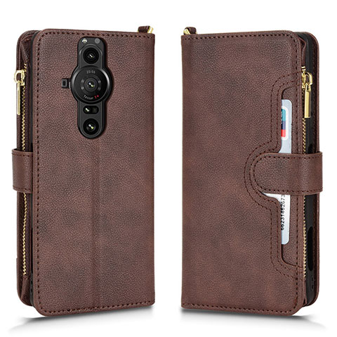 Coque Portefeuille Livre Cuir Etui Clapet BY2 pour Sony Xperia PRO-I Marron