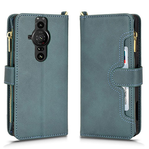 Coque Portefeuille Livre Cuir Etui Clapet BY2 pour Sony Xperia PRO-I Vert