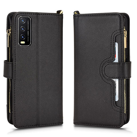 Coque Portefeuille Livre Cuir Etui Clapet BY2 pour Vivo Y11s Noir