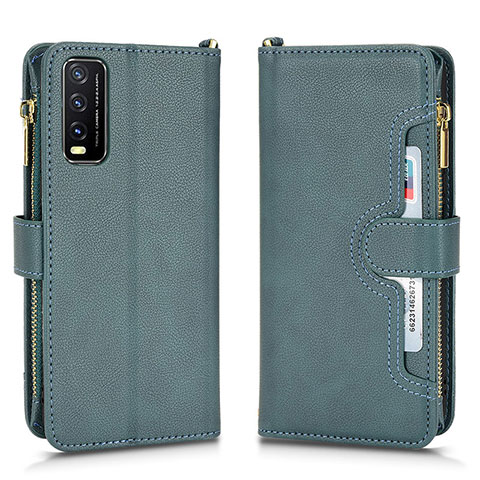 Coque Portefeuille Livre Cuir Etui Clapet BY2 pour Vivo Y12G Vert