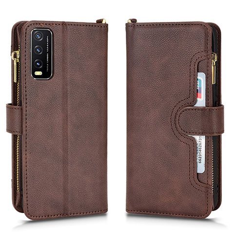 Coque Portefeuille Livre Cuir Etui Clapet BY2 pour Vivo Y20 (2021) Marron