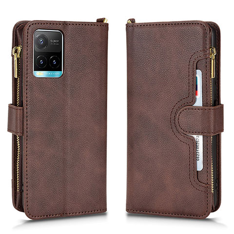 Coque Portefeuille Livre Cuir Etui Clapet BY2 pour Vivo Y21 Marron