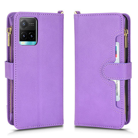 Coque Portefeuille Livre Cuir Etui Clapet BY2 pour Vivo Y21a Or Rose