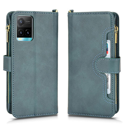 Coque Portefeuille Livre Cuir Etui Clapet BY2 pour Vivo Y21a Vert