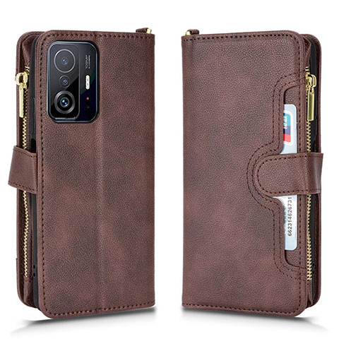 Coque Portefeuille Livre Cuir Etui Clapet BY2 pour Xiaomi Mi 11T Pro 5G Marron