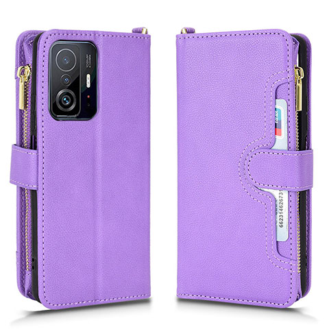 Coque Portefeuille Livre Cuir Etui Clapet BY2 pour Xiaomi Mi 11T Pro 5G Violet