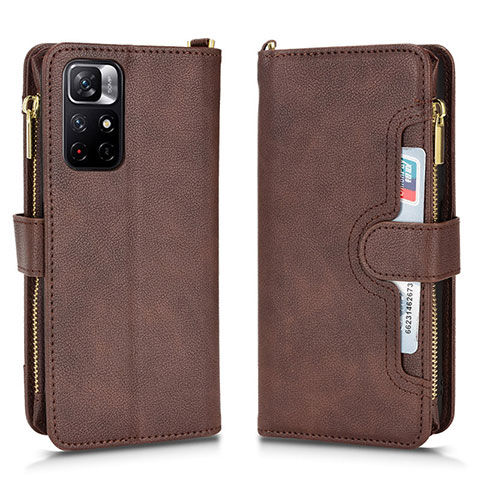 Coque Portefeuille Livre Cuir Etui Clapet BY2 pour Xiaomi Poco M4 Pro 5G Marron