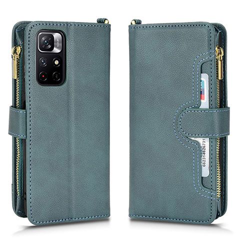 Coque Portefeuille Livre Cuir Etui Clapet BY2 pour Xiaomi Poco M4 Pro 5G Vert