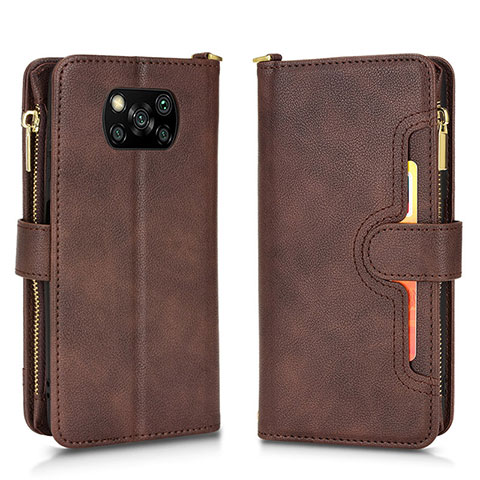 Coque Portefeuille Livre Cuir Etui Clapet BY2 pour Xiaomi Poco X3 NFC Marron