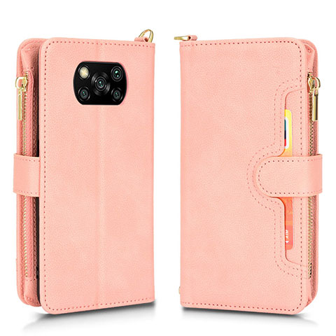 Coque Portefeuille Livre Cuir Etui Clapet BY2 pour Xiaomi Poco X3 NFC Or Rose