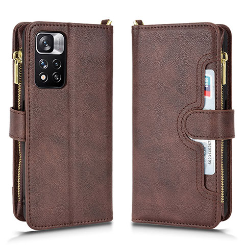 Coque Portefeuille Livre Cuir Etui Clapet BY2 pour Xiaomi Poco X4 NFC Marron