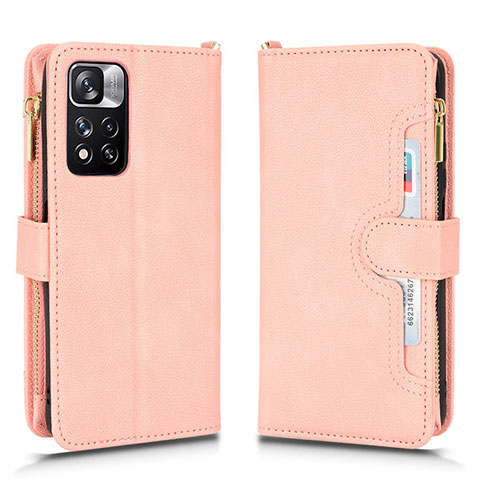 Coque Portefeuille Livre Cuir Etui Clapet BY2 pour Xiaomi Poco X4 NFC Or Rose