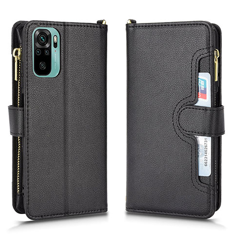 Coque Portefeuille Livre Cuir Etui Clapet BY2 pour Xiaomi Redmi Note 10 4G Noir