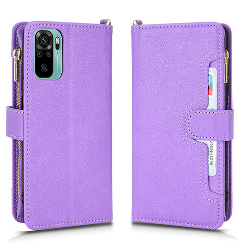 Coque Portefeuille Livre Cuir Etui Clapet BY2 pour Xiaomi Redmi Note 10 4G Violet