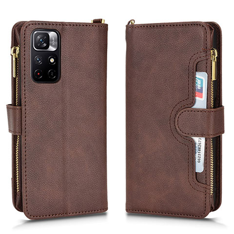 Coque Portefeuille Livre Cuir Etui Clapet BY2 pour Xiaomi Redmi Note 11T 5G Marron