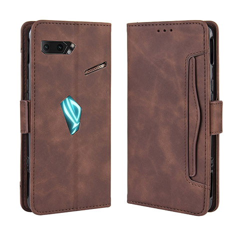 Coque Portefeuille Livre Cuir Etui Clapet BY3 pour Asus ROG Phone II ZS660KL Marron