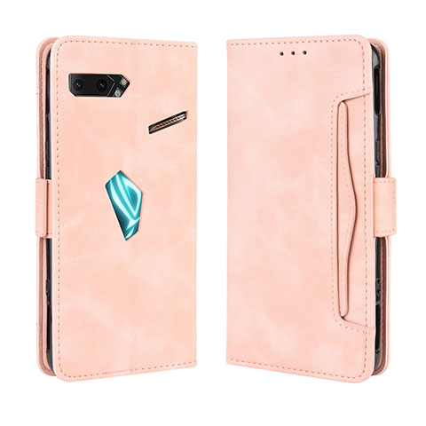 Coque Portefeuille Livre Cuir Etui Clapet BY3 pour Asus ROG Phone II ZS660KL Rose