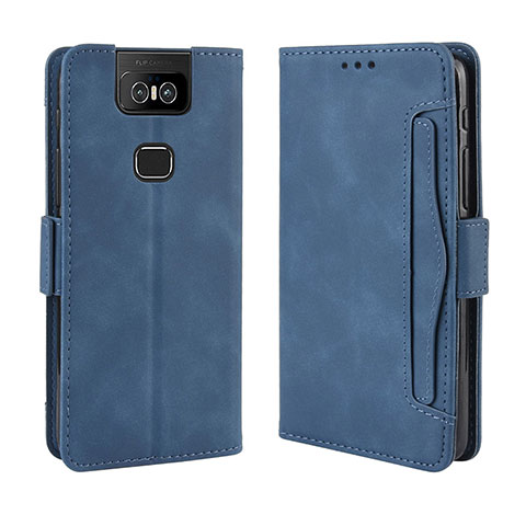 Coque Portefeuille Livre Cuir Etui Clapet BY3 pour Asus Zenfone 6 ZS630KL Bleu