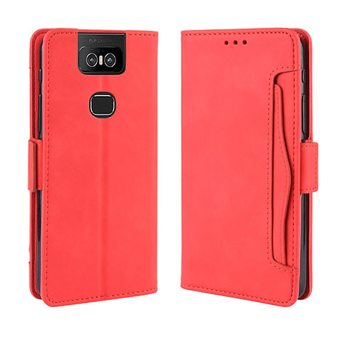 Coque Portefeuille Livre Cuir Etui Clapet BY3 pour Asus Zenfone 6 ZS630KL Rouge