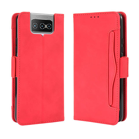 Coque Portefeuille Livre Cuir Etui Clapet BY3 pour Asus Zenfone 7 ZS670KS Rouge