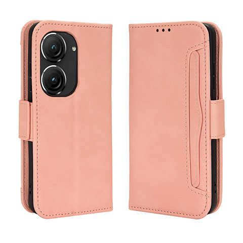 Coque Portefeuille Livre Cuir Etui Clapet BY3 pour Asus Zenfone 9 Rose