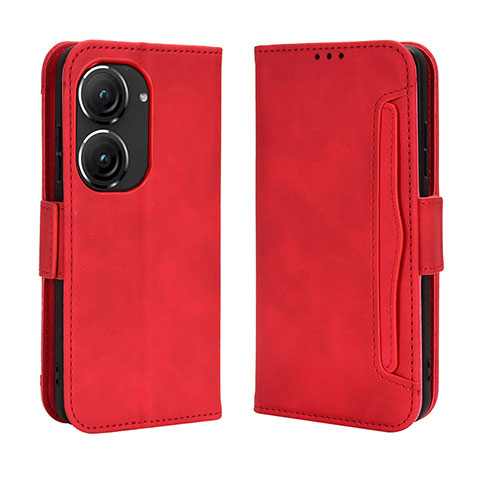 Coque Portefeuille Livre Cuir Etui Clapet BY3 pour Asus Zenfone 9 Rouge