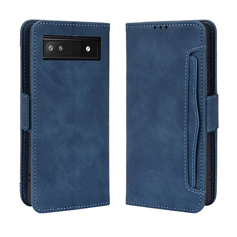 Coque Portefeuille Livre Cuir Etui Clapet BY3 pour Google Pixel 6a 5G Bleu