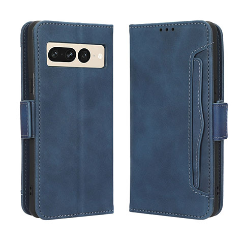 Coque Portefeuille Livre Cuir Etui Clapet BY3 pour Google Pixel 7 Pro 5G Bleu