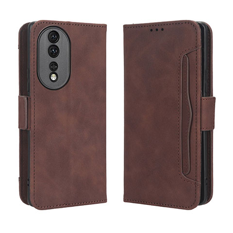 Coque Portefeuille Livre Cuir Etui Clapet BY3 pour Huawei Honor 80 5G Marron