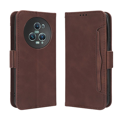 Coque Portefeuille Livre Cuir Etui Clapet BY3 pour Huawei Honor Magic5 Pro 5G Marron