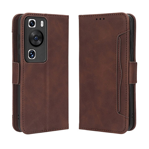 Coque Portefeuille Livre Cuir Etui Clapet BY3 pour Huawei P60 Marron