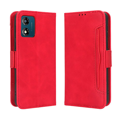 Coque Portefeuille Livre Cuir Etui Clapet BY3 pour Motorola Moto E13 Rouge