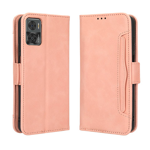 Coque Portefeuille Livre Cuir Etui Clapet BY3 pour Motorola Moto E22 Rose