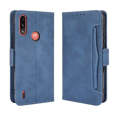 Coque Portefeuille Livre Cuir Etui Clapet BY3 pour Motorola Moto E7 Power Bleu