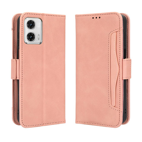 Coque Portefeuille Livre Cuir Etui Clapet BY3 pour Motorola Moto G73 5G Rose