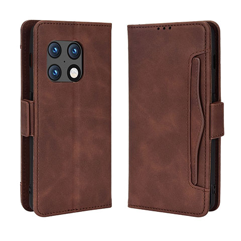 Coque Portefeuille Livre Cuir Etui Clapet BY3 pour OnePlus 10 Pro 5G Marron