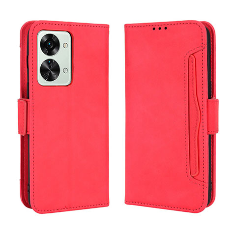 Coque Portefeuille Livre Cuir Etui Clapet BY3 pour OnePlus Nord 2T 5G Rouge