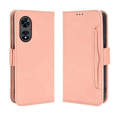 Coque Portefeuille Livre Cuir Etui Clapet BY3 pour Oppo A18 Rose