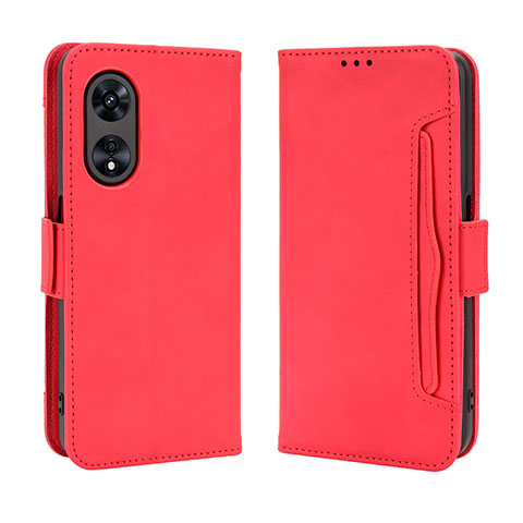 Coque Portefeuille Livre Cuir Etui Clapet BY3 pour Oppo A18 Rouge