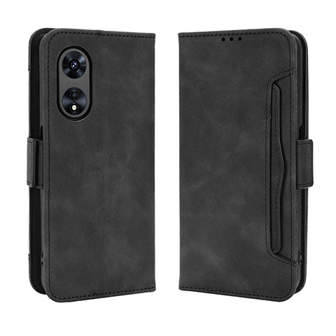 Coque Portefeuille Livre Cuir Etui Clapet BY3 pour Oppo A38 Noir