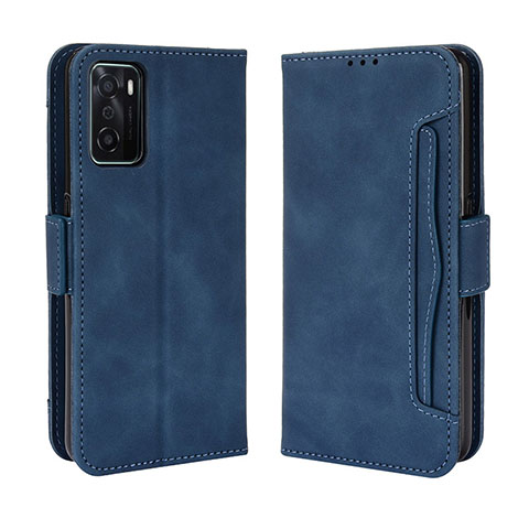 Coque Portefeuille Livre Cuir Etui Clapet BY3 pour Oppo A55S 5G Bleu