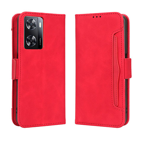 Coque Portefeuille Livre Cuir Etui Clapet BY3 pour Oppo A57s Rouge